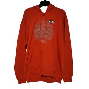 Majestic Denver Broncos Hoodie Sweatshirt Men's Sz XL Orange Hooded Pullover NFL